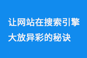 讓網(wǎng)站在搜索引擎中大放異彩的秘訣