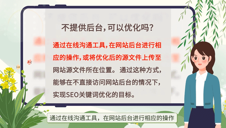 可以通過在線溝通工具，在網站后臺進行相應的操作